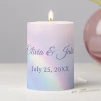 Rainbow of hope - pastel, wedding  pillar candle