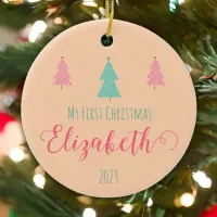 Rosebud Memories- Baby's First Christmas Ceramic Ornament