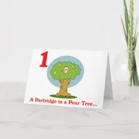 First Day of Christmas a Partridge in a Pear Tree Holiday Card