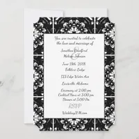 Black and White Fractal Mandala Wedding Invitation