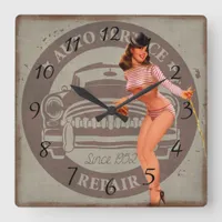 Nostalgic Vintage Retro Pinup Girls Man cave Clock