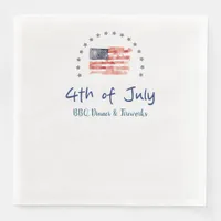 Watercolor American Flag with Stars Paper Dinner Napkins