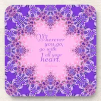 Purple Pink Inspiring Custom Quote : Set of Six Coaster