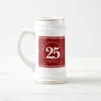 Elegant Red Marble 25 Years Work Anniversary Beer Stein
