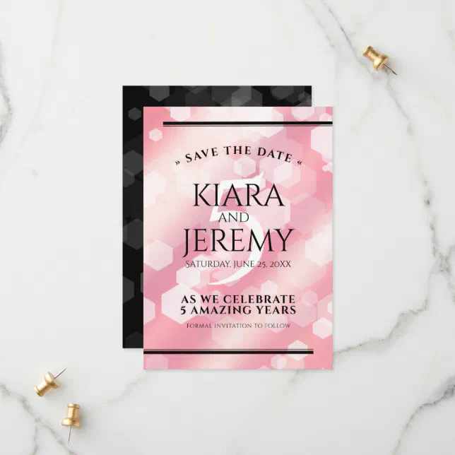 Elegant 5th Rose Quartz Wedding Anniversary Save The Date