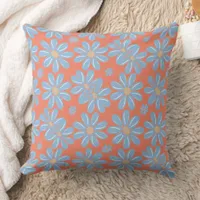 Blue Flower Floral Pattern - Throw Pillow