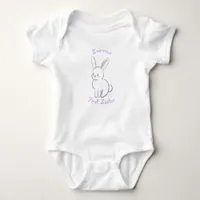 Baby's first Easter with cute sitting bunny purple Baby Bodysuit