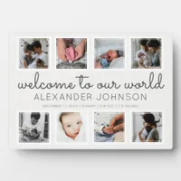 Modern Baby Collage Welcome to Our World Name Plaque