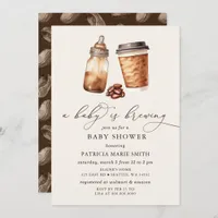 Baby is Brewing Coffee Gender Neutral Baby Shower Invitation