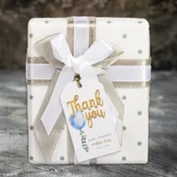  Blue Balloon Gold Script Baby Shower Thank You  Gift Tags
