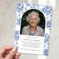 Pretty Florals Photo Sympathy Funeral Memorial Thank You Card