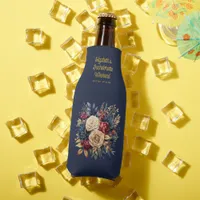 Gold, Navy, and Burgundy Floral Bachelorette Party Bottle Cooler