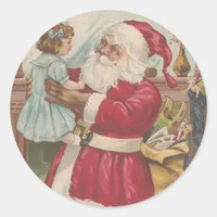 Vintage Santa Classic Round Sticker