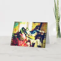 Merry-Go-Round Horses Summer Flashback Digital Art Holiday Card