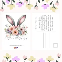 Easter Spring Floral Bunny Rabbit Ears Family Name Holiday Postcard