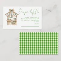 Green Gingham Market Diaper Raffle Baby Shower  Enclosure Card