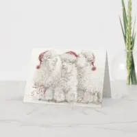Adorable Angora Goat Christmas Trio  Card