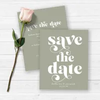 Budget Retro Typography Sage Green Save the Date