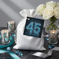 Teal Blue Diamonds Glam 45th Birthday Party Favor Tags