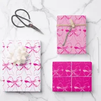 Pretty & Colorful Coquette Pastel & Hot Pink Bows Wrapping Paper Sheets