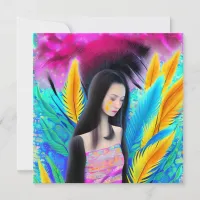 Abstract Beautiful but Sad Asian Girl Colorful AI