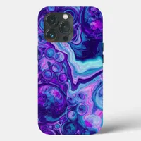 Purple, Blue, Pink Marble Bokeh Fluid Art   iPhone 13 Pro Case