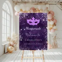 Masquerade purple silver Quinceanera welcome Foam Board