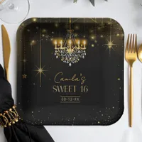 Old Hollywood Glam Chandelier Sweet 16 ID1108 Paper Plates