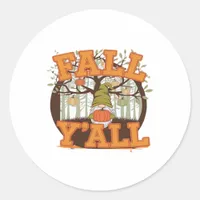 It’s Fall Y’all Pumpkin Gnome Autumn Funny Casual Classic Round Sticker