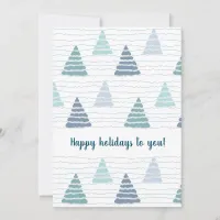 Christmas trees forest with subtle beads garlands holiday card