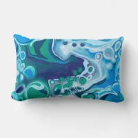 Blue and Green Marble Fluid Art   Lumbar Pillow
