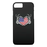 Skeleton Hand Heart 4th Of American Flag Patriotic iPhone 8/7 Case