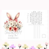 Some Bunny Loves You Floral Easter Rabbit Ears  Holiday Postcard