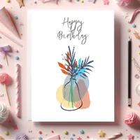 Abstract Floral Happy Birthday Greeting Card