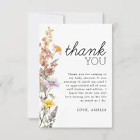 Lavender Yellow Wildflowers Elegant Baby Shower  Thank You Card