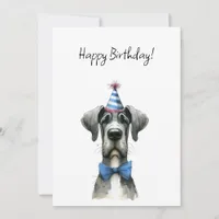 Big Dog in a Tiny Birthday Party Hat and Bowtie Card