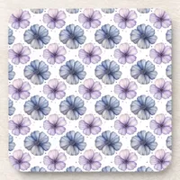Floral Watercolor Pattern Lavender and Blue Beverage Coaster