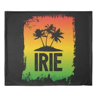 Jamaican IRIE Tropical Palm Trees and Sunset Rasta Duvet Cover