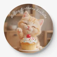 Cute Orange Kitten with a Cupcake Paper Plates