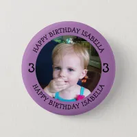 Personalized Name, Age and Photo Birthday   Button