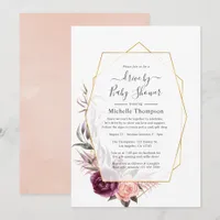 Plum and Blush Floral Geometric Drive By Shower Invitation