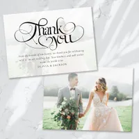 Chic Calligraphy Script Photo Wedding Thank You Card