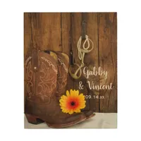 Cowboy Boots, Daisy and Horse Bit Country Wedding Wood Wall Decor