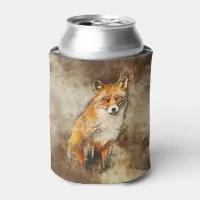 Forest Fox in Nature Art Can Cooler