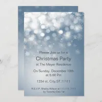 winter snowflake blue Holiday party Invitation