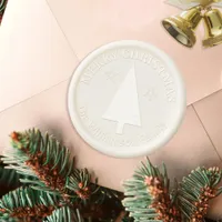 Festive Modern Merry Christmas Tree Custom Name Wax Seal Sticker