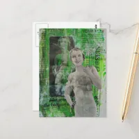 Corsets Retro Woman Mixed media collage Postcard