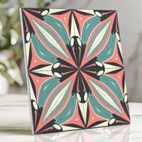 Atomic Starburst Design in Turquoise and Coral Ceramic Tile