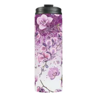 *~* Floral Glitter Girly Confetti Thermal Tumbler