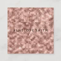 Rose Gold Sparkle Tiles Beauty Stylist   Square Business Card